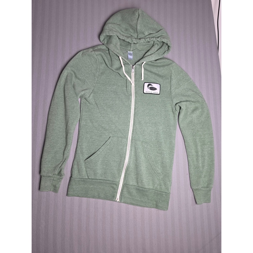 Alternative Apparel Paddle North Zip Up Hoodie Sage Green Eco Fleece Small